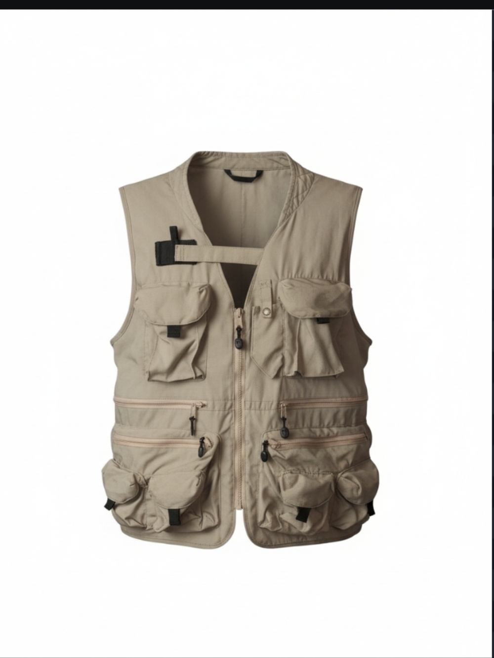 Outdoors Khaki Utility Vest Multiple Pockets Machu Picchu Embroidered Sz M